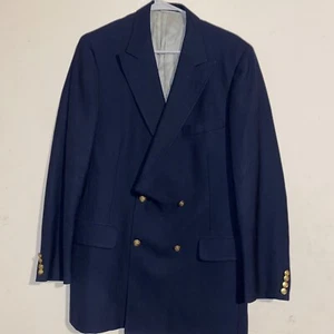 Chaps Ralph Lauren Mens Blue Wool Gold Crest Buttons Sport Coat Blazer 38 - Picture 1 of 12