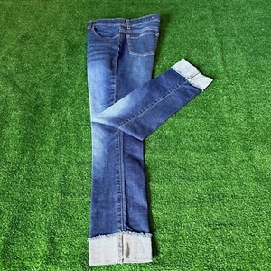 Place Girls Slim Fit Mid Rise Super Skinny Leg Roll Cuf Blue Jeans Youth Size 14 - Picture 1 of 13