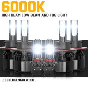 For 2017-2020 Ford F250 F350 LED Headlight Fog Lights Bulbs 6K White Set of 6 - Picture 1 of 17