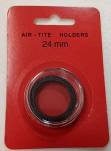 GENUINE 24mm BLACK RING AIR-TITE CAPSULE (HOLDER) FOR COIN, AIRTITE - NEW RETAIL - Picture 1 of 2