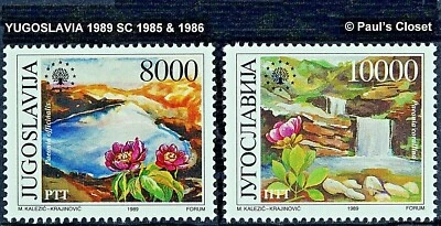 Yugoslavia 1989 SC1985-86 PROTECCIÓN EUROPEA DE LA NATURALEZA 8000d y 10000d MNH OG VF Foto 1 de 2