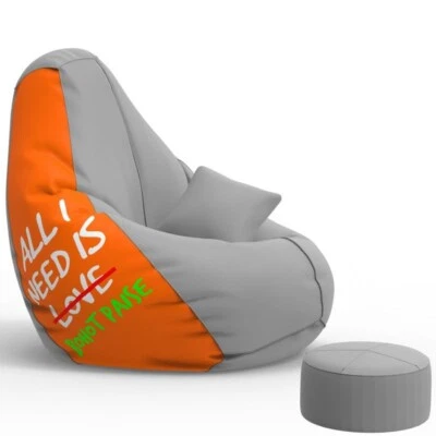 Funda de sofá para silla Bean Bag con funda para reposapiés imitación cuero sin frijoles XXXL Foto 1 de 4