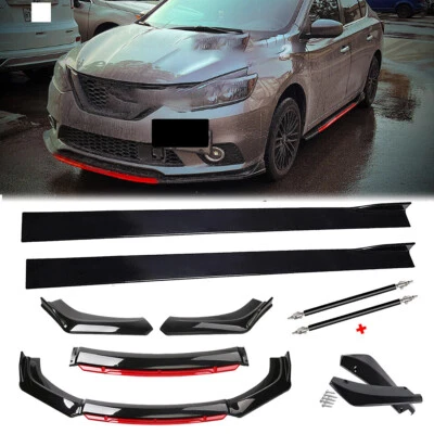 Front Bumper Lip Chin Splitter Spoiler Black Red For Infiniti Q70 Q70L Body Kits Foto 1 de 4
