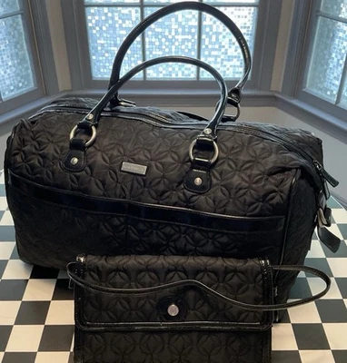 Vera Bradley Quilted Black Purse & Weekender Tote With Black/Circle Lining - Image 1 of 4