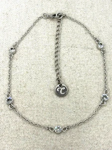 Charming Charlie Crystal Rhinestone Silver Tone Station Style Anklet - Picture 1 of 20