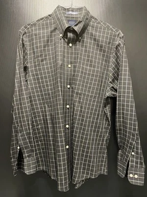 Arrow / Oxford Dress Shirt / M15 To 15 1/2 / Black Plaid ￼ - Image 1 of 4