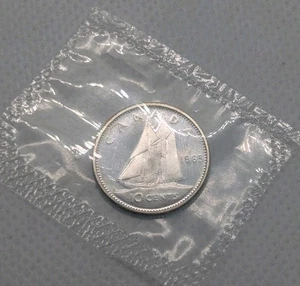 1965 Canadian 10 Cents .800 Silver Dime Queen Elizabeth II - BU Sealed - Picture 1 of 2