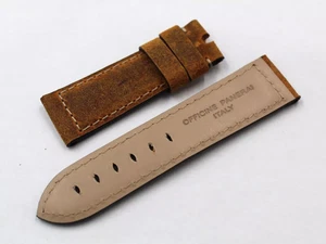 Cinturino Officine Panerai Pelle Mohawk Marrone Havana 24/22 mm Artigianale New - Foto 1 di 4