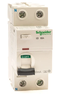SCHNEIDER ACTI9 A9R21263 iID 63A 63 AMP 30mA DOUBLE POLE TYPE A RCCB - Image 1 of 4