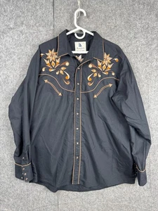 Rafael Amaya Rangers Shirt Mens 3XL Black Pearl Snap Smile Pockets Embroidered - Picture 1 of 9