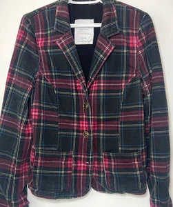 Giacca blazer AEROPOSTALE donna GRANDE/XL scozzese foderato a quadri TASCHE bottoni - Foto 1 di 9