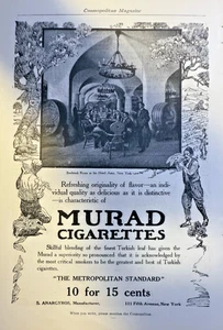1907 Magazine Advertisement Murad Cigarettes Refreshing Originality of Flavor - Picture 1 of 1