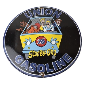 Vintage Union 76 Gasoline Sign - Scooby Doo Gas Pump Porcelain Sign - Picture 1 of 14