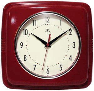 Square Silent Retro 9 inch Mid Century Modern Kitchen Diner Retro Wall Clock ... - Picture 1 of 5