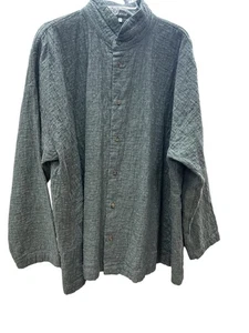 Eskandar 0 Gray Linen Lagenlook Button Boxy Flowing Natural Boho Jacket - Picture 1 of 6