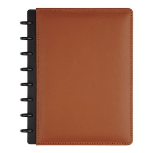 TUL Custom Note-Taking System Discbound Junior Size Leather Notebook, Brown - Picture 1 of 6