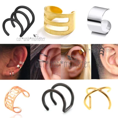 Fake Helix Hoop Earring Ear Cuff Ear Clip On Non Piercing Open Band Ring Gift - Imagem 1 de 4