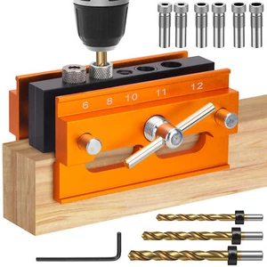 Woodworking Center Doweling Drill Guide Jig for Straight Hole with 6Drill Sleeve - Picture 1 of 7