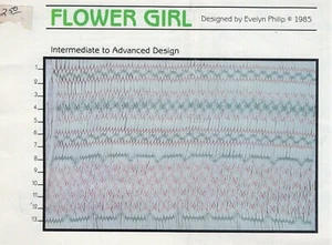 NIÑA DE FLORES Geométrico DISEÑO IMPRESIONANTE Bordado por Evelyn Philip ©1985 - Imagen 1 de 1