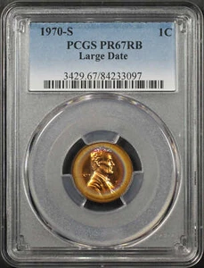 1970 Lincoln Cent Large Date PCGS PR-67RB Halo Rainbow! - Picture 1 of 2