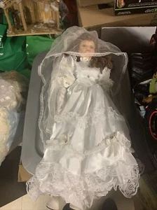 Porcelain Doll In Wedding Dress 26” - Picture 1 of 12