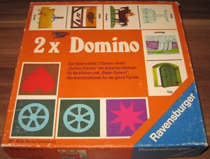 2 x Dominoes - Ravensburger 1975 Vintage Pictures Words Lay Kids Game Ages 4 and Up - Picture 1 of 5