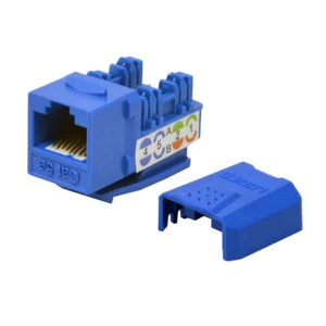 Paquete de 100 conectores Ethernet Cat5e Keystone perforados 45 grados azul 110 8P8C RJ45 - Imagen 1 de 3