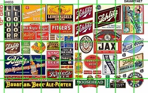 NH033 DAVE'S DECALS 1/2 Set N SCALE ASSORTED BEER ADVERTISING SET LIQUOR STORE - Picture 1 of 3