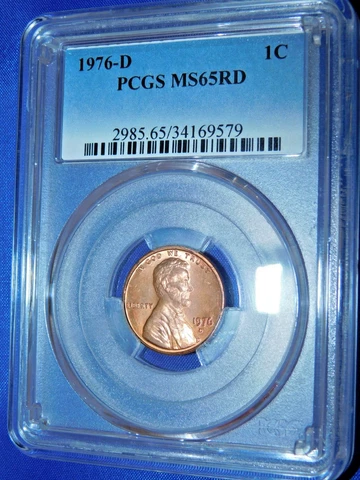 1976-D 1C RD Lincoln Memorial Cent-PCGS #2985 Grade MS65RD--366-1 Cover