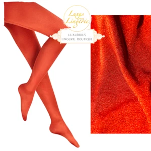SATIN DE LUXE TIGHTS by Wolford M red rust orange Strumpfhose mit viel Glanz - Bild 1 von 2