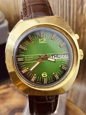 Vintage WATCH USSR SLAVA Asymmetric Gold Plated RARE Wristwatch Automatic #7481 - Image 1 of 4