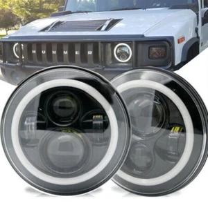 HUMMER H1 / H2 FARI ANTERIORI LED CON LUCI DIURNE ANGEL EYES - Imagen 1 de 8