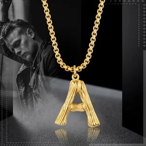Herren Damen 26 Anfangsbuchstaben Gold Kette Halskette A-Z Anhänger Edelstahl - Bild 1 von 34