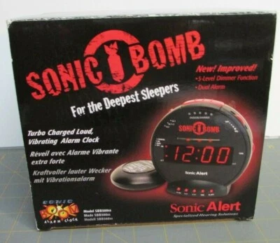 SONIC BOMB Dual Extra Loud Alarm Clock & Bed Shaker Black Sonic Alert NIB - Image 1 of 4