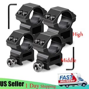 25.4mm/1" Middle/ High Profile Scope Rings for 20mm Picatinny Mount Heavy Duty - Picture 1 of 17