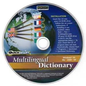 QuickStart Multilingual Dictionary CD-ROM for Win98-XP - NEW CD in SLEEVE - Picture 1 of 3