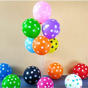 20 Stück farbige gepunktete Latexballons Party Hochzeit Geburtstag mit Halter Sticks - Bild 1 von 13