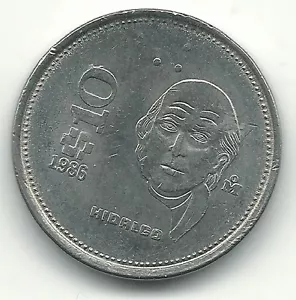 A HIGH GRADE AU/UNC 1986 MEXICO MEXICAN 10 PESOS COIN-MAY786 - Picture 1 of 1