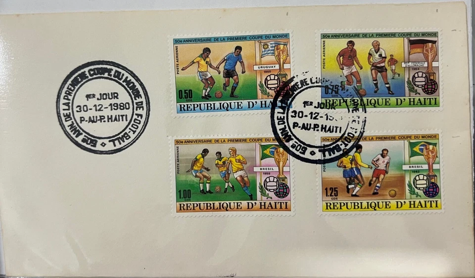 Estampillas de Haití, Primer Día de Emisión cubre 1980 futbolistas, Mundial Foto 1 de 1