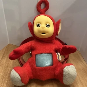 TELETUBBIES "Po" Vintage 1998 Plush Backpack Rucksack Bag Tote Rubber Face 15" - Picture 1 of 8
