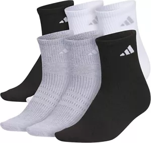 adidas Women's Superlite 3.0 Quarter Athletic Socks (6-Pair) White/Black/Gray - Picture 1 of 5