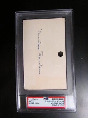 Duke Snider Signed Index Card PSA Encapsulated - Image 1 of 2