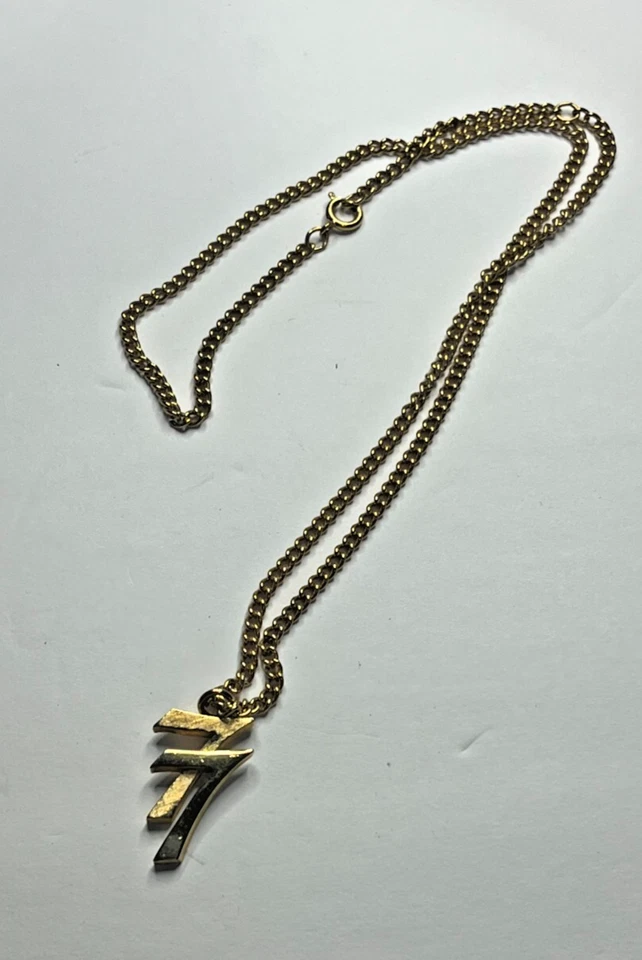 Vintage Double 7 Necklace Avon GoldTone Charm Rope Chain - Image 1 of 3