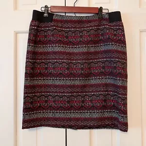 J Jill schwarz rot geometrischer Druck gerade Bleistiftrock knielang Medium - Bild 1 von 6