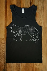 Black Cat Men's Tank Top Punk Rock Metal Goth Dark Surrealism Witch Art Fantasy - Picture 1 of 1