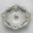 Weimar Barbarina Pink Rose Reticulated Porcelain Footed Bowl Circa 1980 - 1990