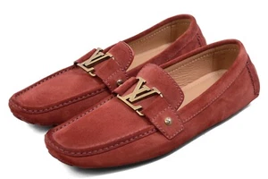 Louis Vuitton Monte Red Carlo suede UK8 /US9 loafer driving shoes Authentic - Picture 1 of 11