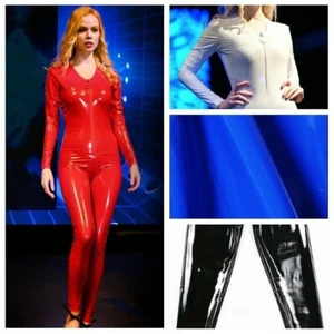 Body donna spandex finto lattice tuta gatto look bagnato costume club danza sexy lucido - Foto 1 di 16