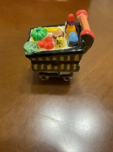 Porcelain Shopping Cart Trinket, Pill, Jewelry Box. Still Has Original Tag. - Picture 1 of 14