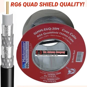 RG6 quad shield coaxial 30 meter roll industry standard foxtel approved DIGITAL - Picture 1 of 4
